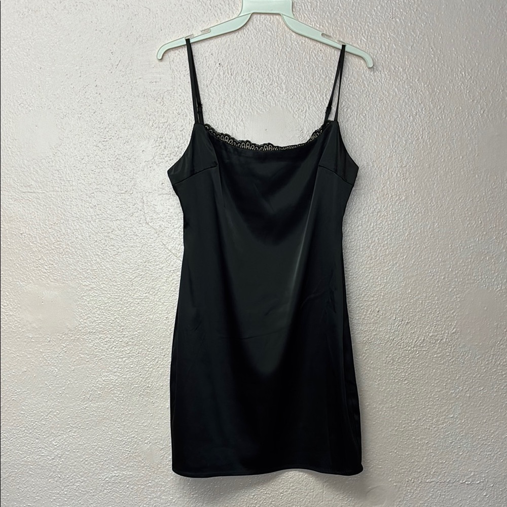Black Mini Slip Dress with Spaghetti Straps